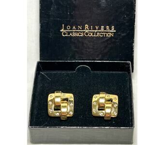 Joan Rivers Vintage Gold Plated Rhinestone Star Earrings